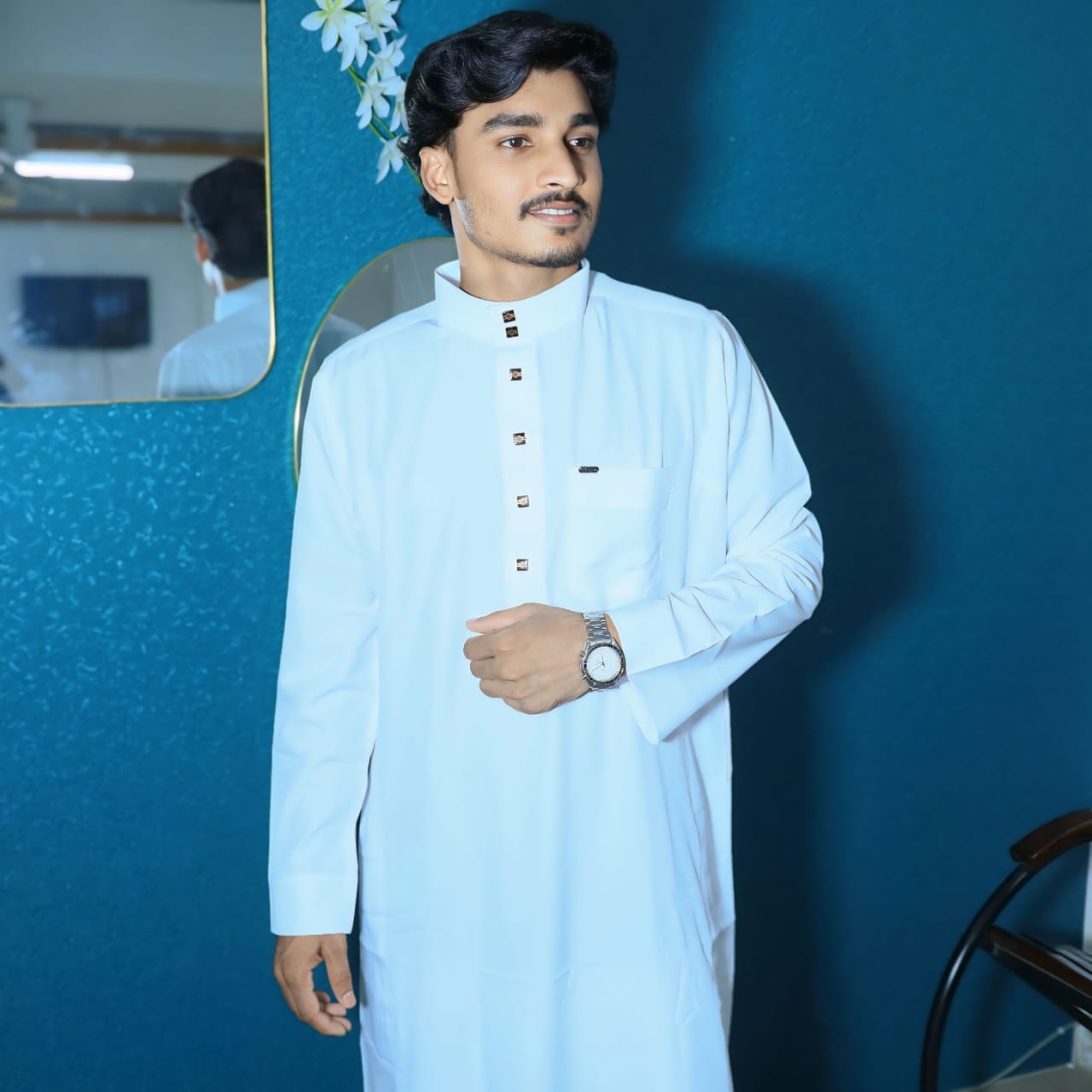 Soft Butterfly Stige Fabric Jubba white